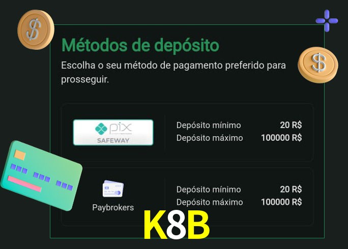 O cassino K8B oferece uma grande variedade de métodos de pagamento